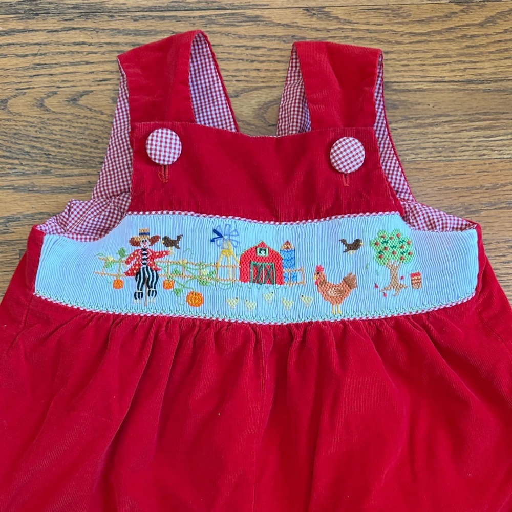 Red Farm-Themed Kids One Piece